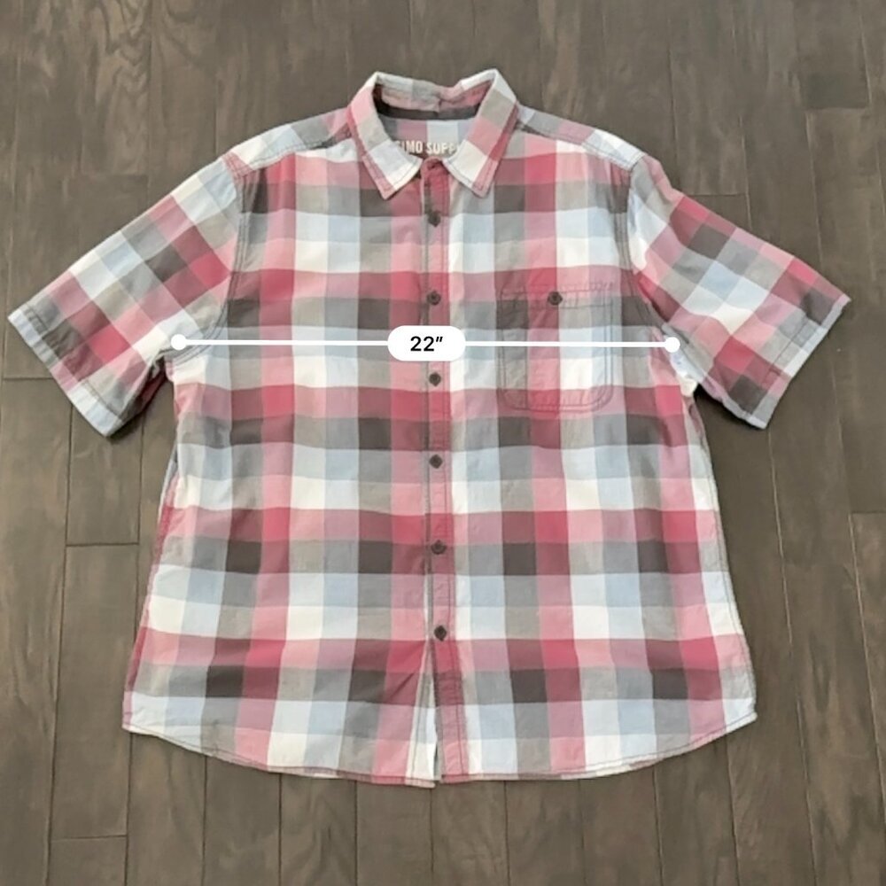 Mossimo Supply Red, White & Blue Plaid XL Men's Short Sleeve Shirt  100% Cotton - Picture 8 of 9